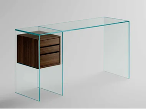 MARCELL - Rectangular wood and glass console table with drawers _ Tonelli Design